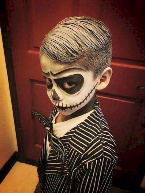 Little Boy Dressed As Jack Skellington With Face Makeup Toddler Hal