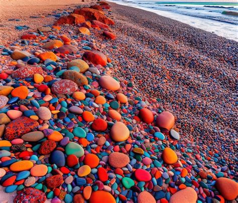Piedras De Colores En La Playa Foto Premium