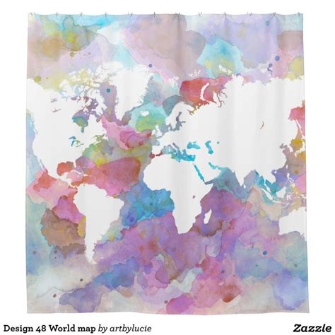 Design 48 World Map Shower Curtain Zazzle Wallpaper World Map Wall