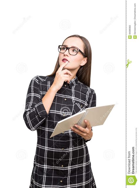 Nerd Girl In Glasses Thinking About Science Stock Image Image Of