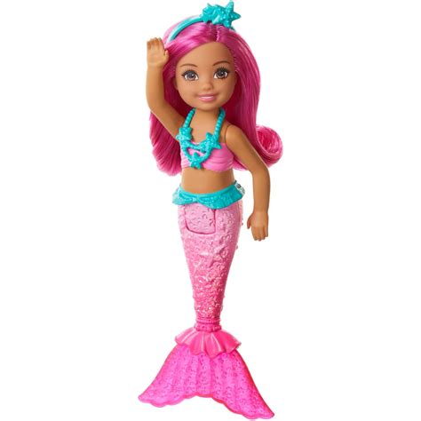 barbie dreamtopia chelsea mermaid doll 6 5 inch with pink hair and tail furniturezstore