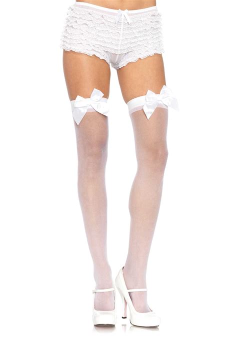 white sheer thigh high stockings
