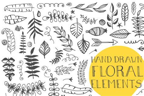 120  Hand Drawn Floral Elements ~ Illustrations on Creative Market