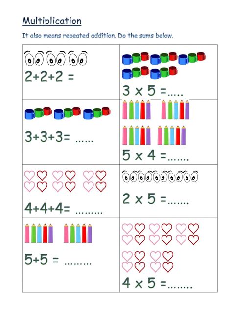 Multiplication As Repeated Addition Worksheet Pdf | Times Tables Worksheets