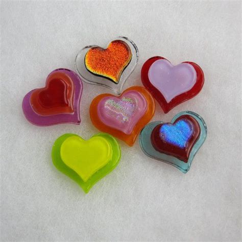Gb 29 Fused Glass Heart Cabochon Pack Etsy Glass Heart Colorful Fused Glass Fused Glass