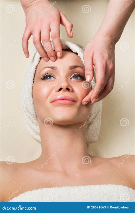 Beautiful Young Woman Receiving Facial Massage Stock Image Image Of Bright Lifestyle 29691663