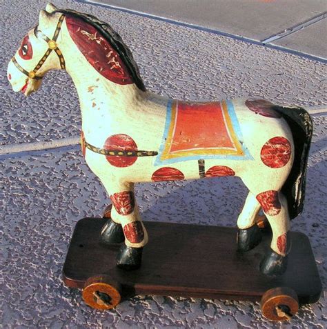 Mexican Hand Carved Wooden Platform Horse On Wheels Wood Etsy