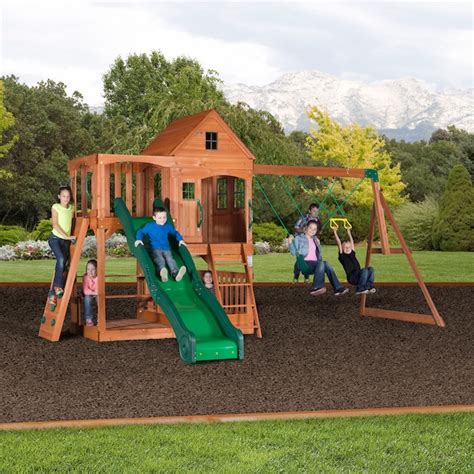Backyard Discovery Hillcrest Residential Wood Playset With Slide In The
