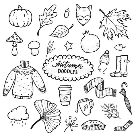 Hand Drawn Autumn Doodles Stock Vector Illustration Of Collection