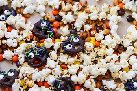 Halloween Popcorn Snack Mix With Monster Pretzels Floating Kitchen