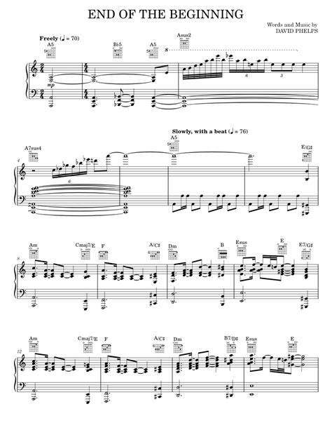 End Of The Beginning Sheet Music For Piano Vocals By David Phelps
