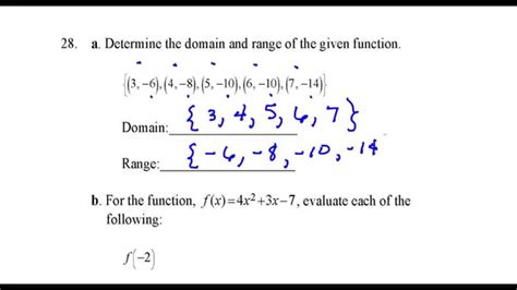 Determine The Domain And Range Of The Given Function Ferquestion28a