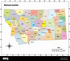 montana state outline administrative and political map in color Stock ...