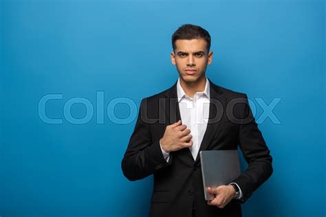 Handsome Businessman With Laptop Stock Image Colourbox