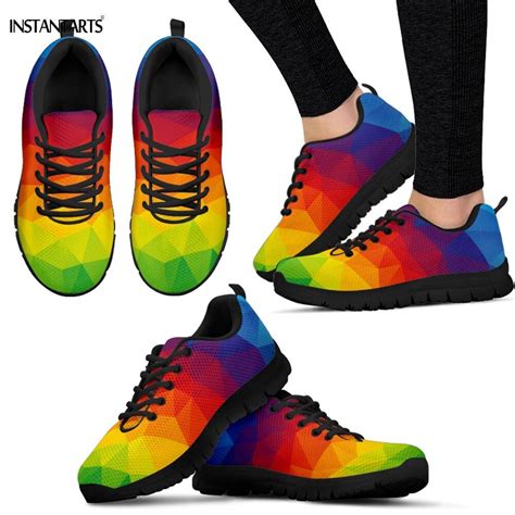 Instantarts Vibrant Rainbow Pride Pattern Woman Man Sports Shoes