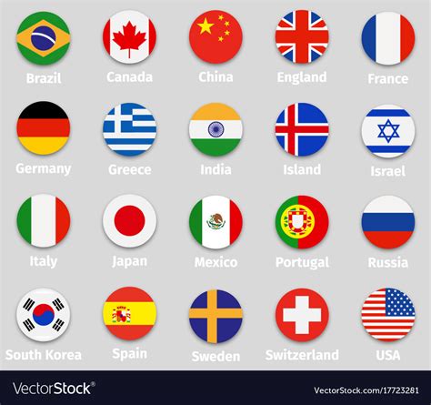 World Flags Round Icons Set Royalty Free Vector Image