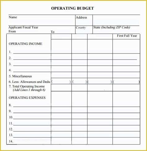 Yearly Budget Template Excel Free Of 8 Sample Operating Bud Templates