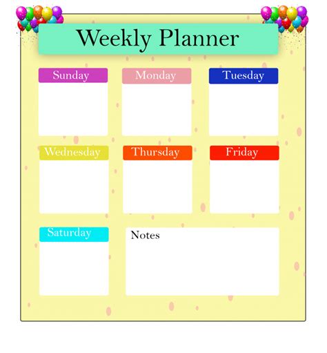 4 Weekly Planner Template Printable Pdf And Excel