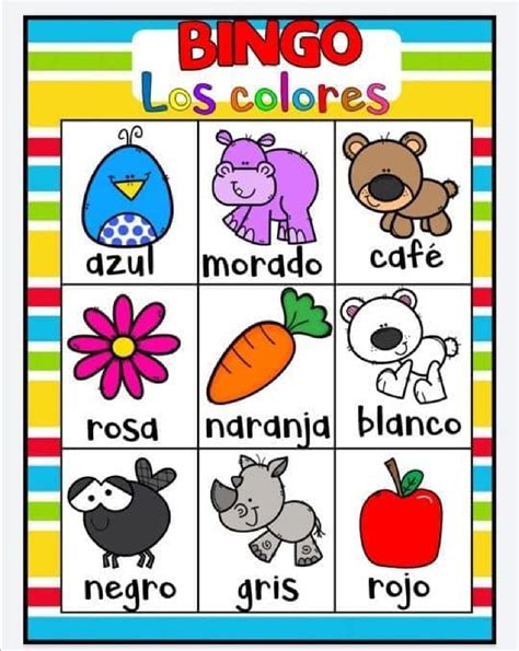 Bingo Para Trabajar Los Colorespage 0009 Orientación Andújar