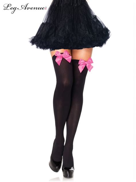 Black Thigh Highs With Pink Bows