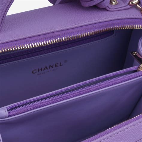 Chanel Medium Filigree Cc Vanity Case Purple Caviar Cghw Pre