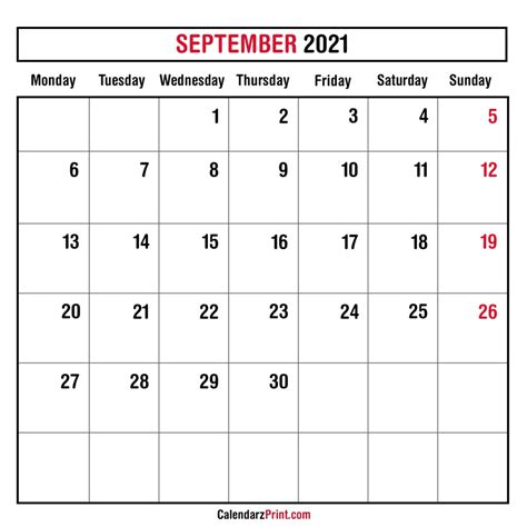 September 2021 Monthly Planner Calendar Printable Free Calendar