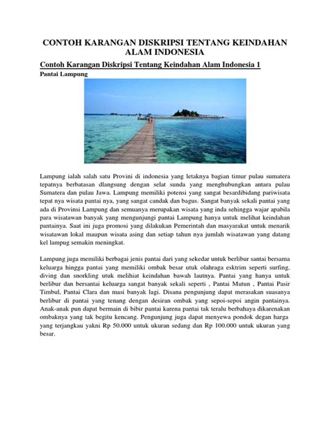 Karangan berpandu diubahsuai daripada karangan hasilan nurul ashikin bt. Contoh Karangan Diskripsi Tentang Keindahan Alam Indonesia