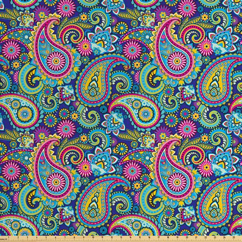 Paisley Fabric By The Yard Ornate Traditional Paisley Elements With
