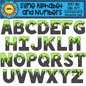 Slime Alphabet And Numbers Clip Art By Deeder Do Designs Tpt
