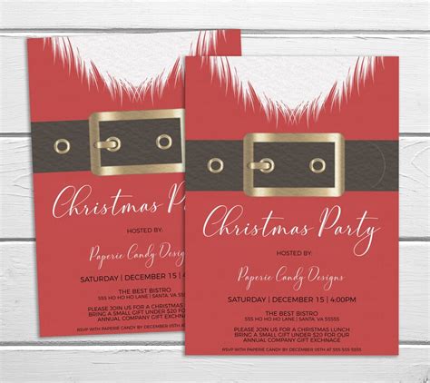 Editable Christmas Party Invitation Winter Holiday Invite Secret Santa White Elephant