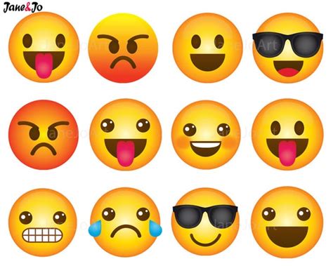 40 Emoji Clipart Emoji Clip Art Smiley Face Emoji Clipart Etsy