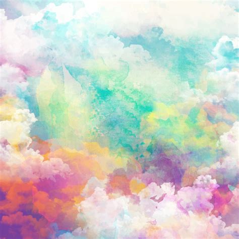 Colorful Watercolor Clouds Sky Background Texture, Colorful, Sky ...