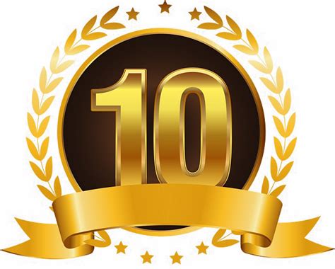 Download 10 Number Png High Quality Image 10th Anniversary Gold Theme