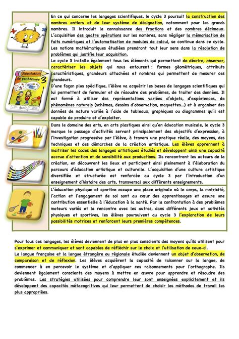 Volet 1 Et 2 Les Spécificités Du Cycle 3 Nouveaux Programmes 2016