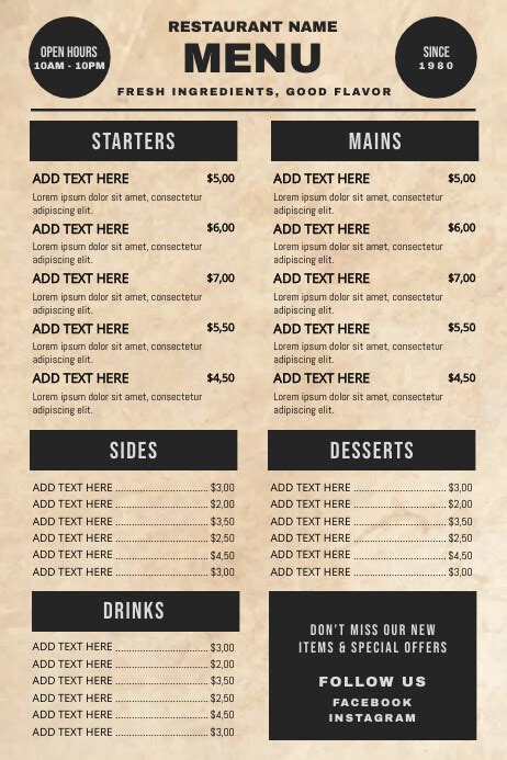 Simple Restaurant Menu Poster Template Postermywall