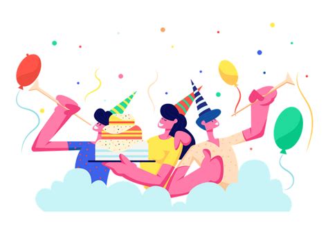 Best Premium People Celebrating Birthday Illustration Download In Png