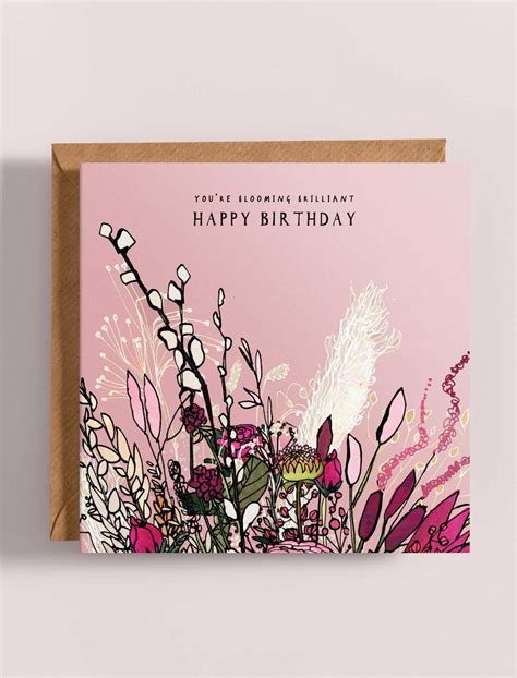 Birthday Blooming Greetings Card Katie Cardew Illustrations