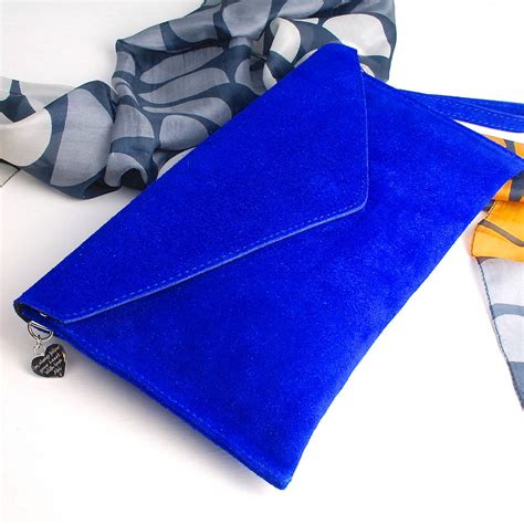 Personalised Suede Leather Envelope Clutch Bag By Penelopetom