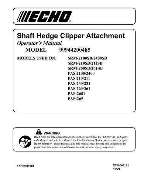 Echo 99944200485 Trimmer User Manual Manualzz