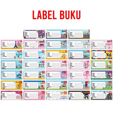 Jual Label Book Sticker Nama Buku Jadwal Pelajaran Sekolah Anak
