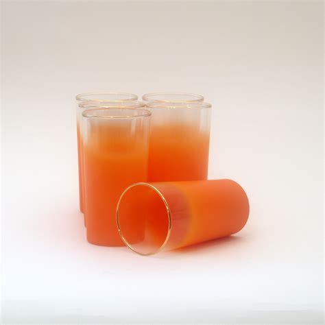 Orange Blendo Pitcher And Drinking Glass Set Of 6 From Melange Orange On Ruby Lane