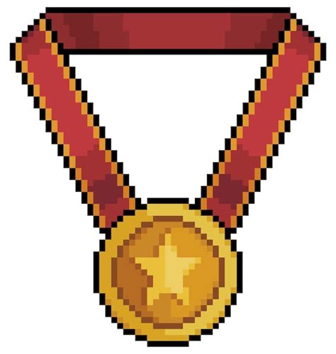 Premium Vector Pixel Art Medal Icon For 8bit Game On White Background