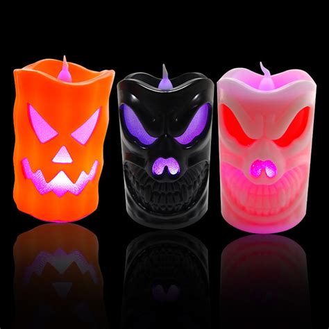 buy halloween flameless candle light led lamp pumpkin skull party decoration horror decoration