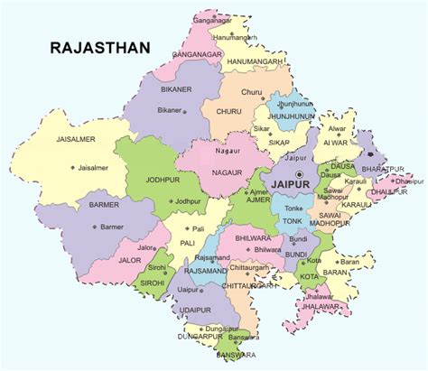 Map Of Rajasthan राजस्थान का मानचित्र ~ Rajasthan Gk Current Affairs