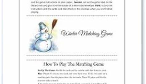 winter matching game printables