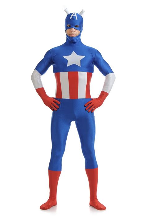 2018 Adult Captain America Costume Superhero Movie Zentai Suit Cosplay