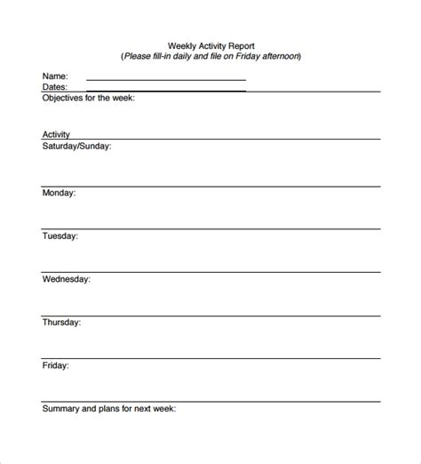 Free 20 Sample Weekly Activity Reports In Pdf Ms Word Apple Pages