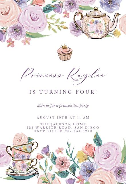 Blank Tea Party Invitation Template Free Custom Printable Tea Party