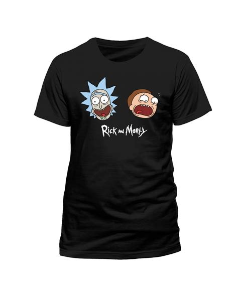 Official Rick And Morty Faces And Logo Black T Shirt