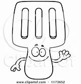Spatula Waving Mascot Clipart Cartoon Thoman Cory Coloring Outlined Vector Template 2021 sketch template